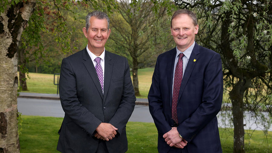 Daera minister Edwin Poots and UFU president David Brown © UFU