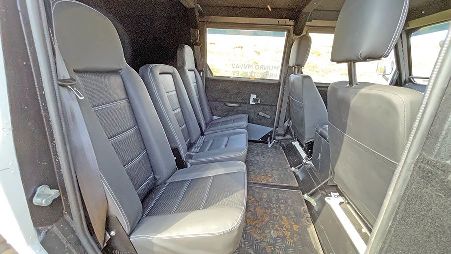 The rear seats of the Munro