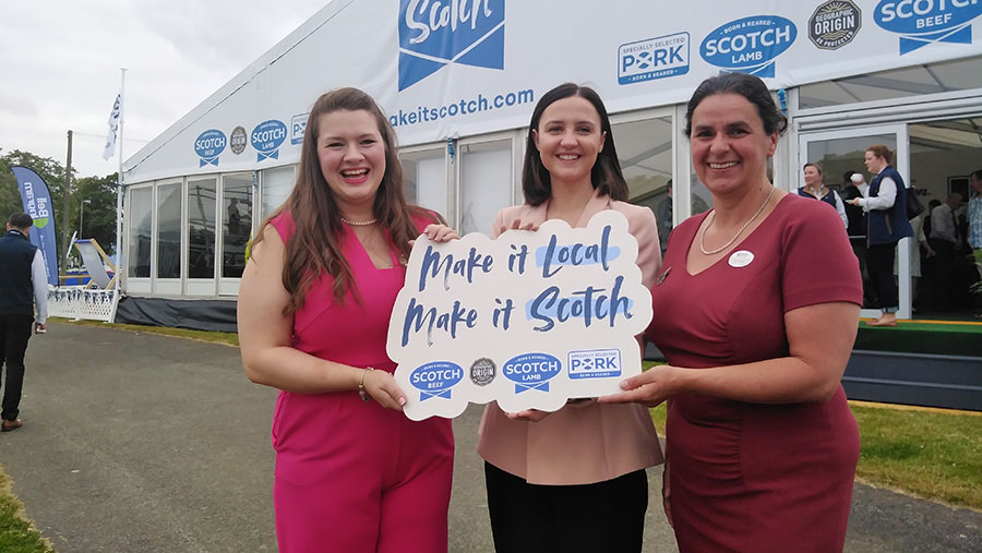 QMS chief Sarah Millar, environment minister Mairi McAllan, and QMS chairwoman Kate Rowell at the Royal Highland Show