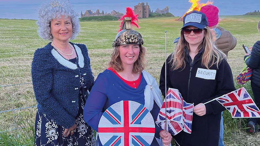 Readers dressed up for the lighting of the jubilee beacon at Dunnottar Castle