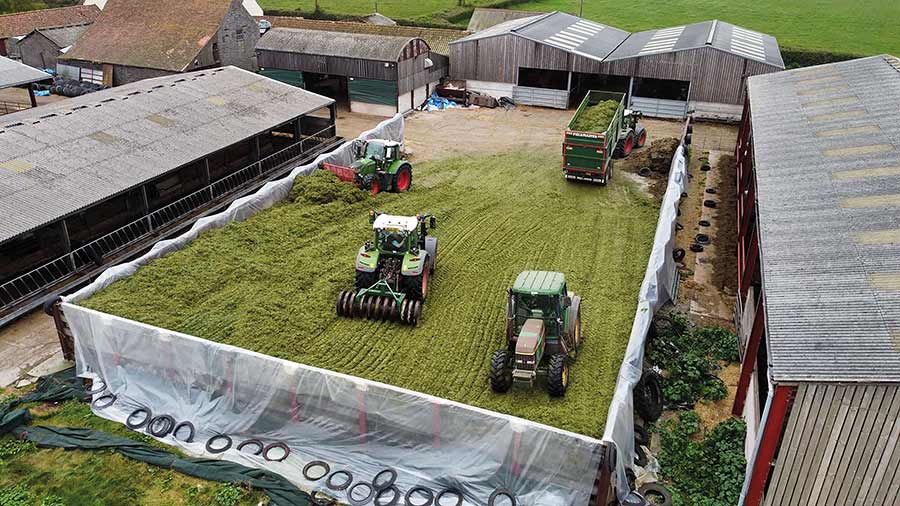 aerial view of silage clamp