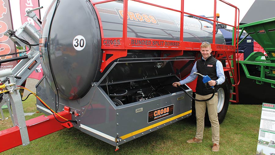 Ben Rickard demonstrates the AdBlue hose reel on the Cross 10000 Super-Bowser