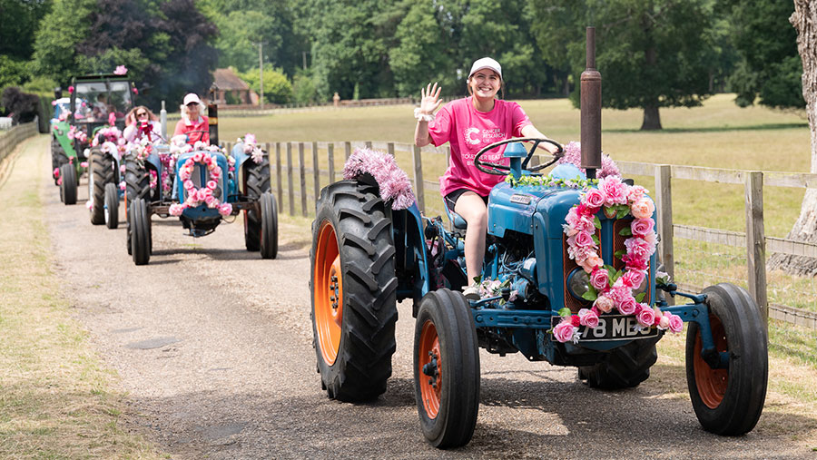 Ebony Ayton on Pink Ladies tractor run © Jono Slack