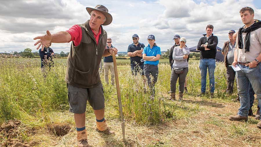 Philip Wright with other farmers in field