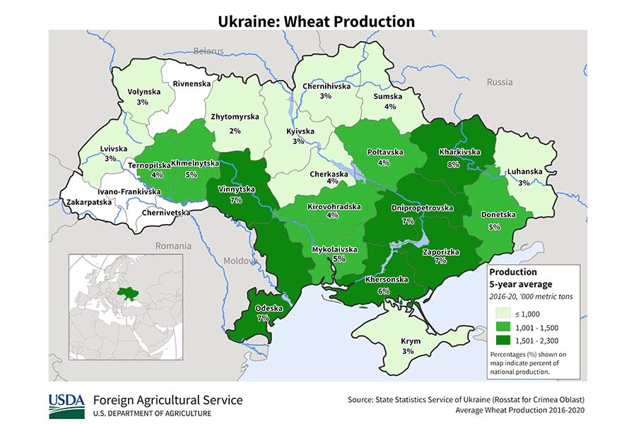 USDA wheat map