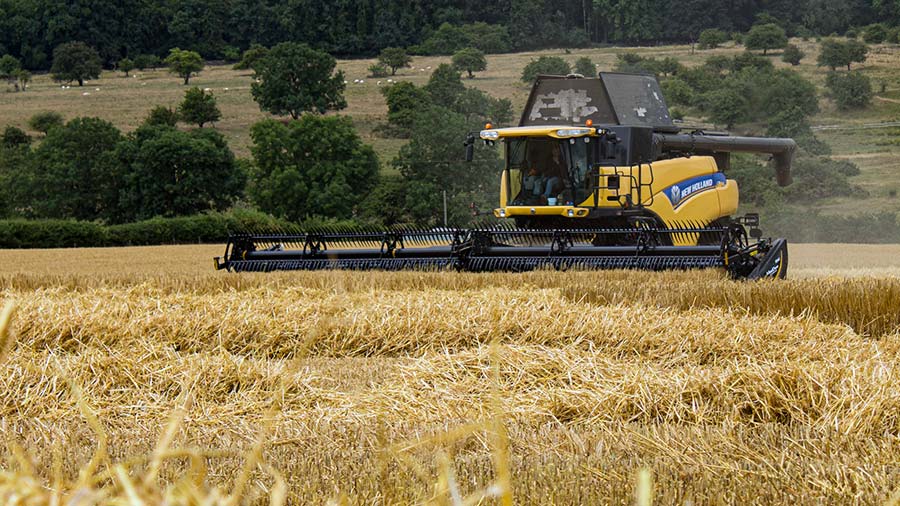 Barley harvest at Snowshill Hill, Gloucestershire