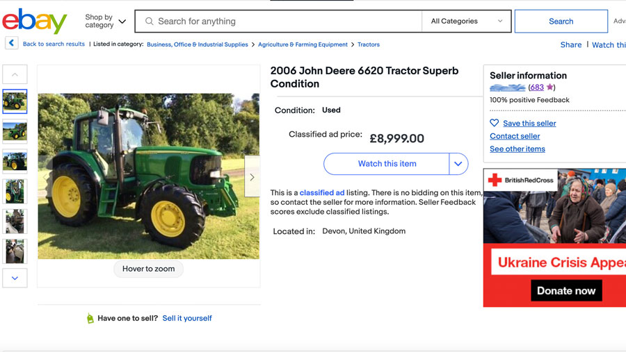 fraudulent ebay tractor advert