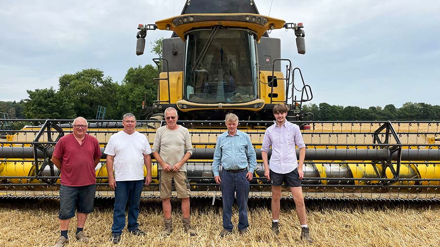 Harvest team at Scottow Farms, a farm in East Anglia, Norfolk