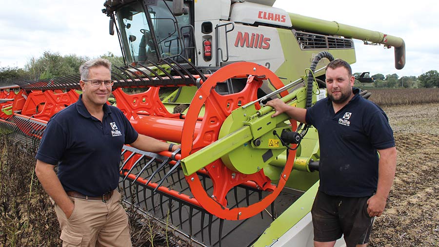 R&R Mills farm manager Matt Houldcroft (left) with Nathan Parsons, one of the firm’s combine operators 