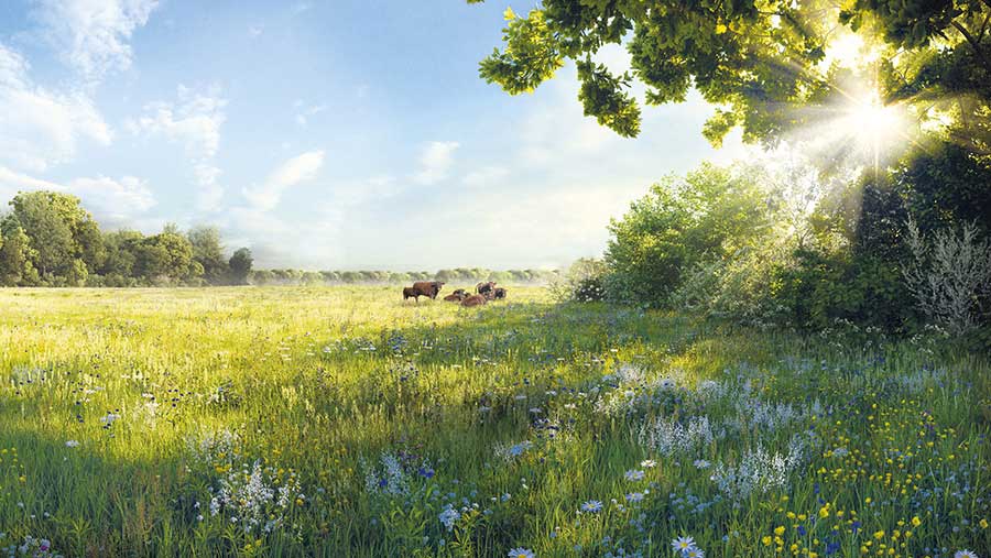 cattle grazing in field