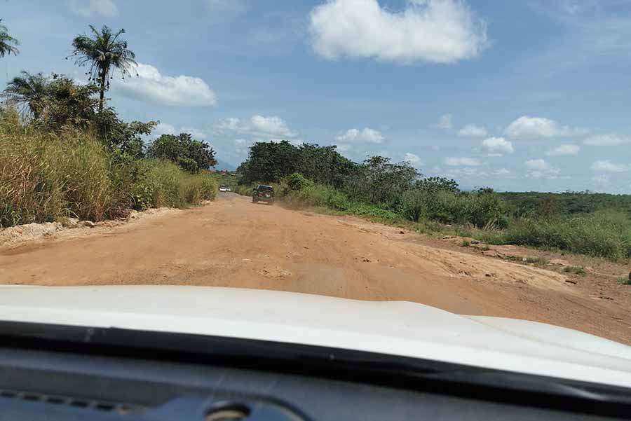 Wide dirt road from a 4x4 cab