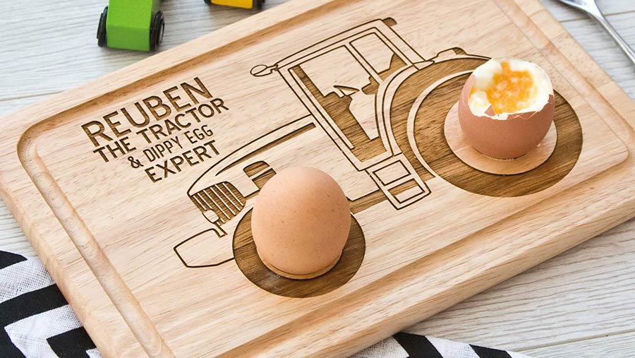 Personalised tractor egg board