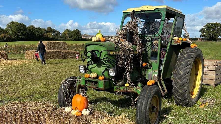 Tractor decorated for Halloween