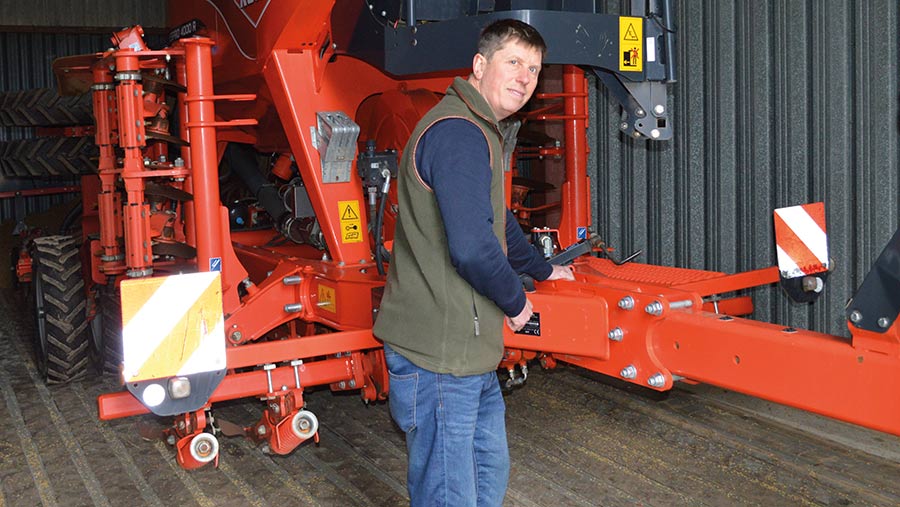 David Wroth with seed drill