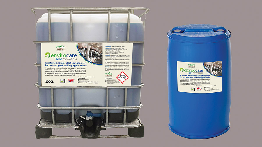 IBC and plastic drum of teat cleaning chemical