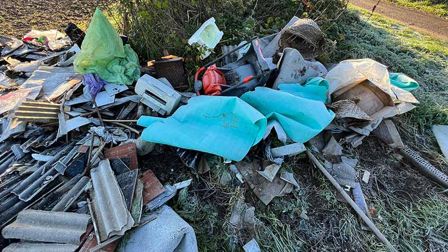 Fly-tipping on Andrew Ward's farm