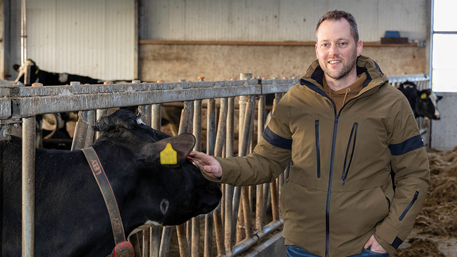 Pieter van der Valk with cow