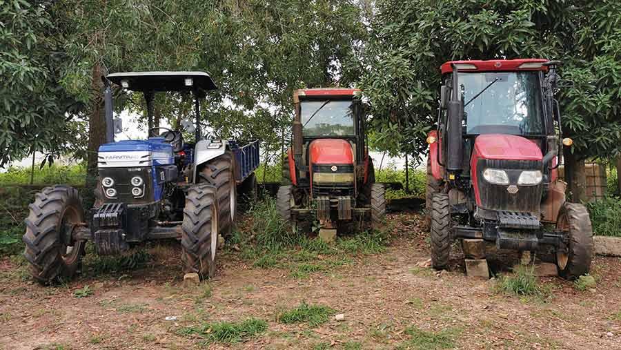 Tractors parked up in Kindia prefecture