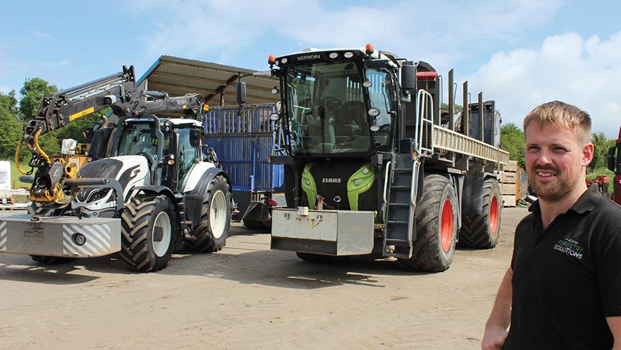 Adam Howie with the Valtra T234 and Claas Xerion 4000 Saddle Trac © Peter Hill