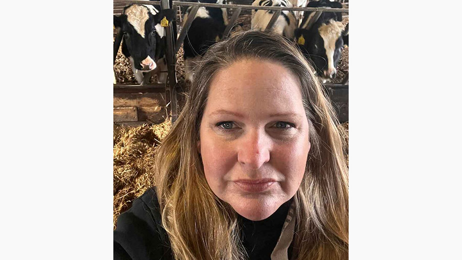 Emma Ledbury selfie with herd in background