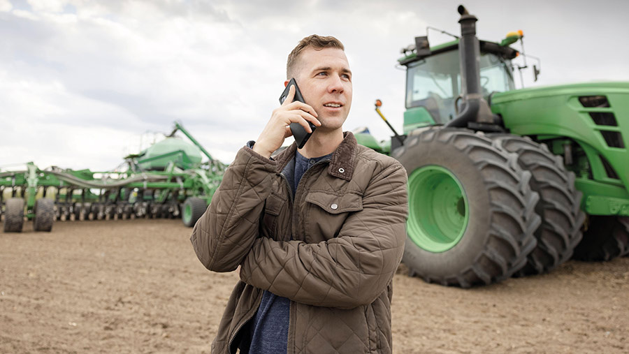 Farmer on phone