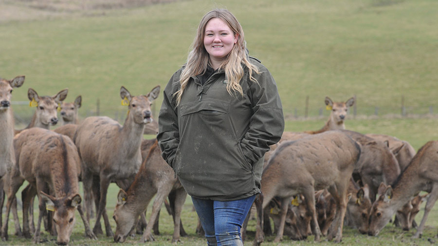 Becca Williams with deer herd