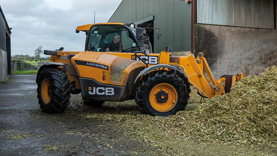 JCB and harvested maize