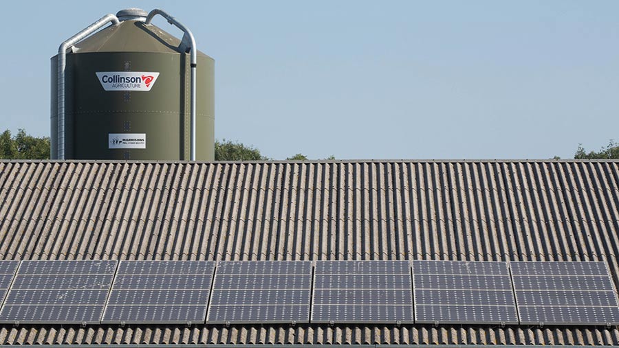 solar panels on roof