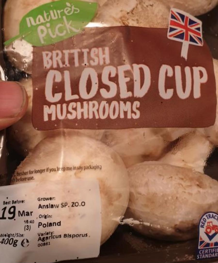Wrongly labelled mushrooms in Aldi