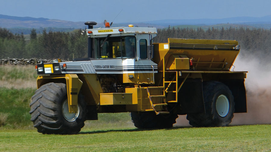 Terra Gator spreading lime