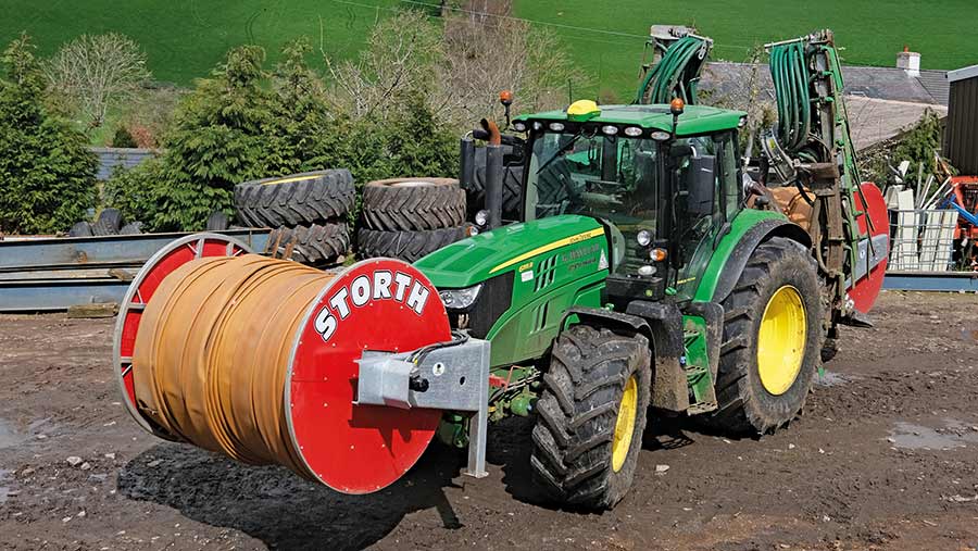 JD6155R with Agquip dribble bar and Storth reelers © James Andrews