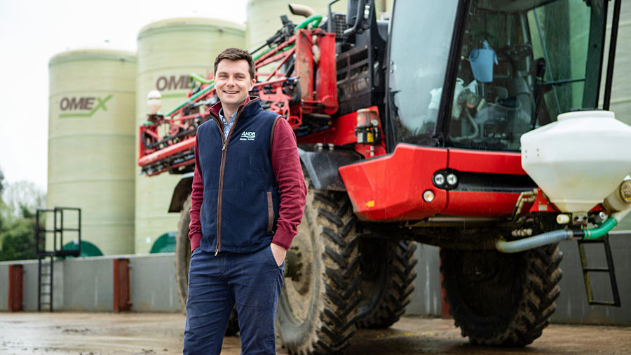 Young farmer stood on the farm yard