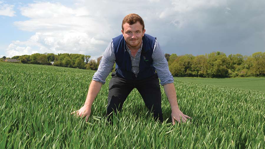 Farmer Jack Woolley in a field of wheat