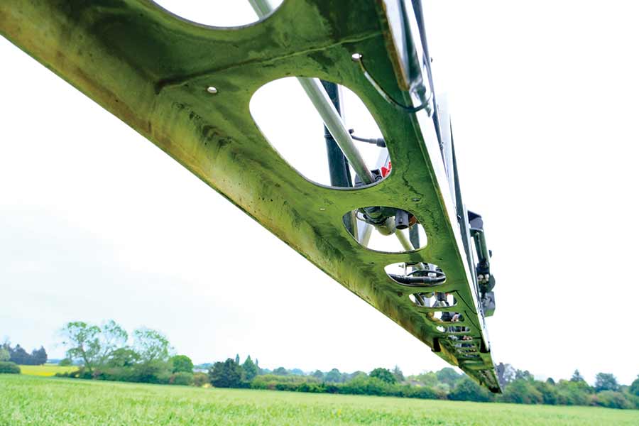 underside of sprayer boom