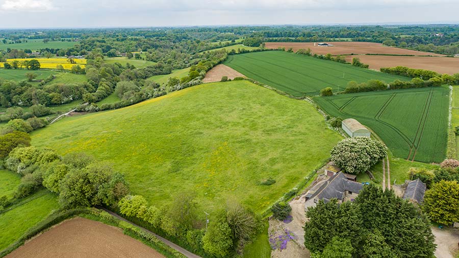 Aerial shot of Fosse Way Farm in Wiltshire