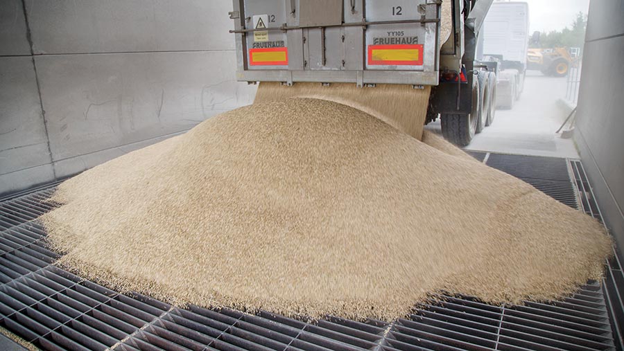 grain being tipped