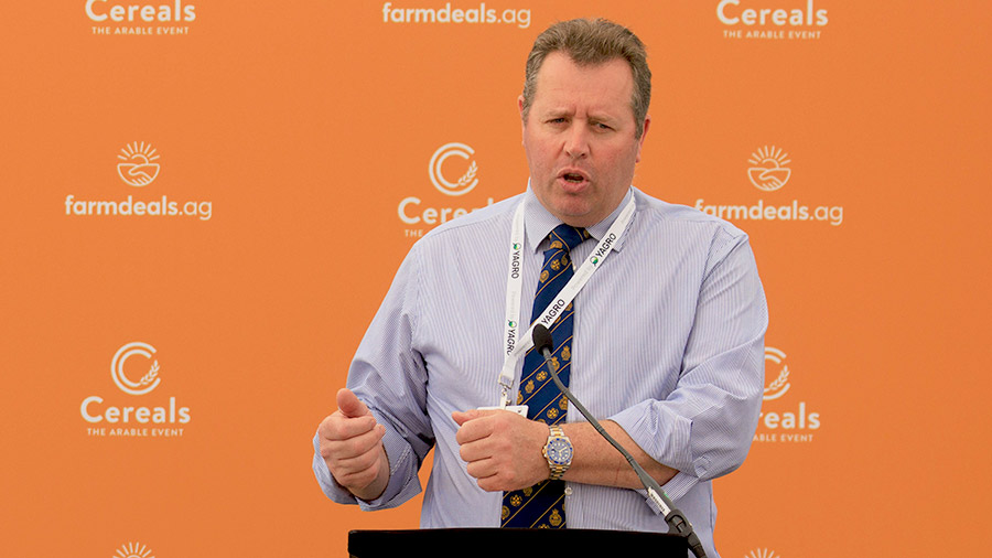 Farming minister Mark Spencer speaking at Cereals 2023 © Tim Scrivener