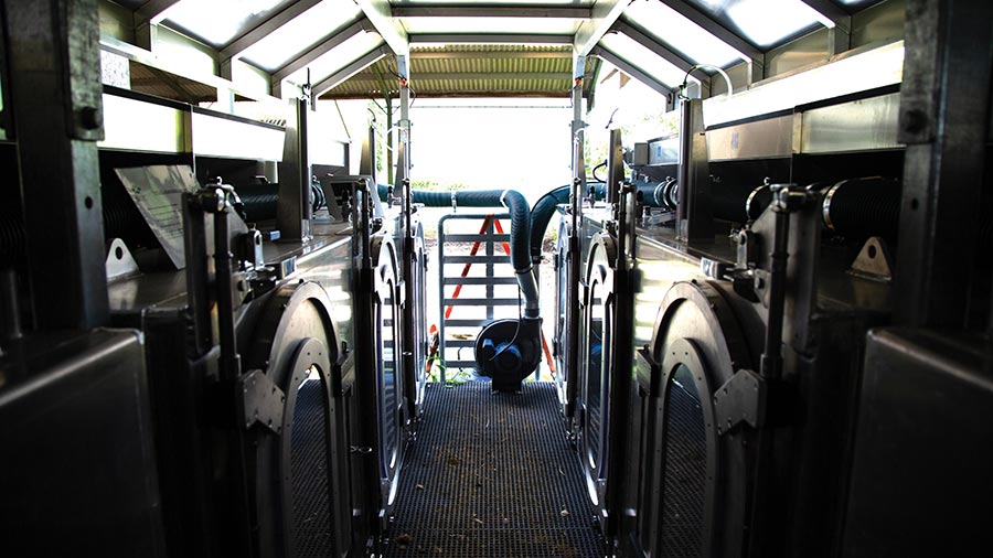 View down the inside of a trailer