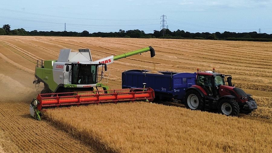 Contractors MJ Tosdevine harvesting barley