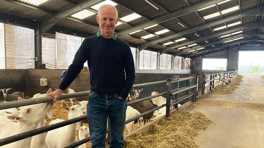 Farmer Charlie Whitehouse with goats