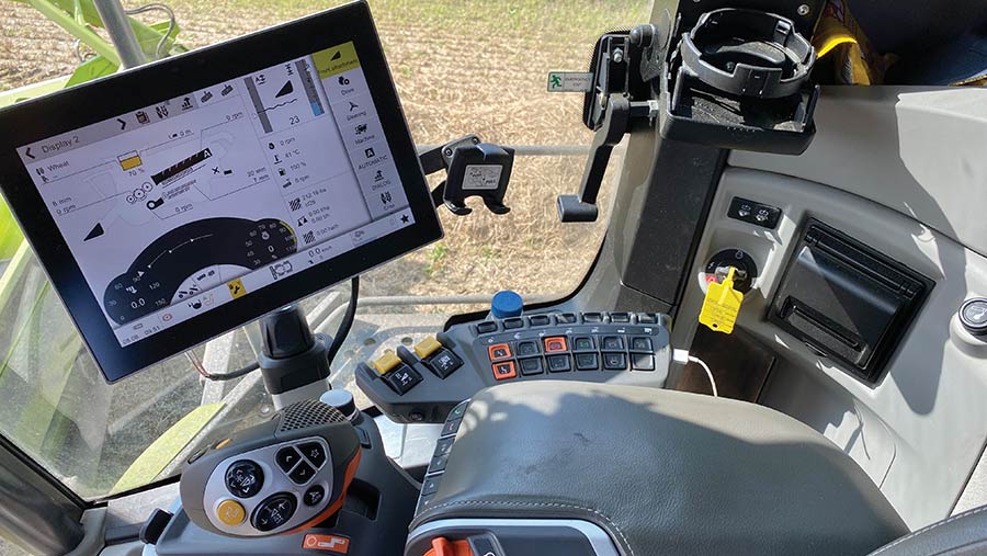 combine harvester cab control panel