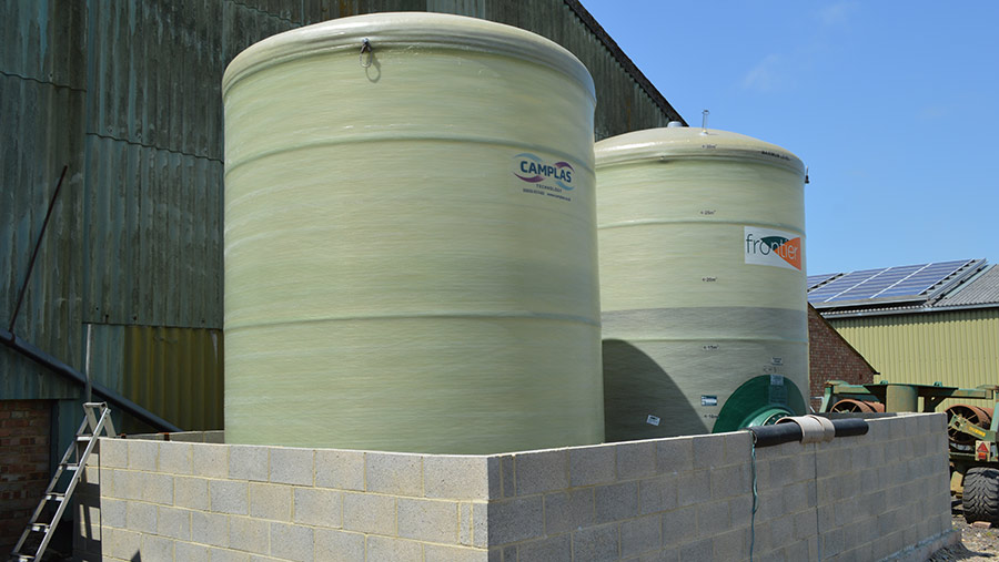 Liquid fertiliser tanks on farm
