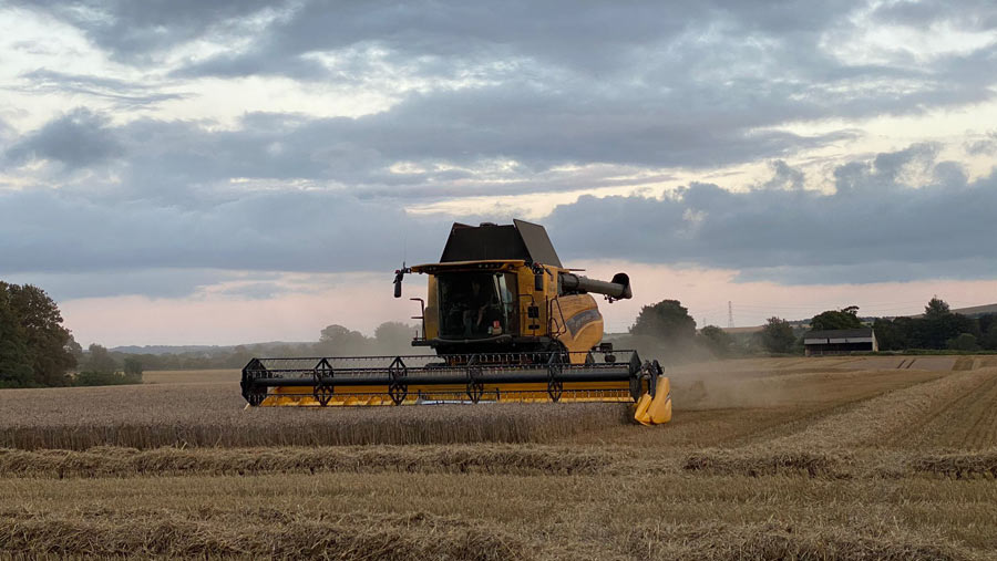 Wheat harvesting at East Wick Farm © David Butler