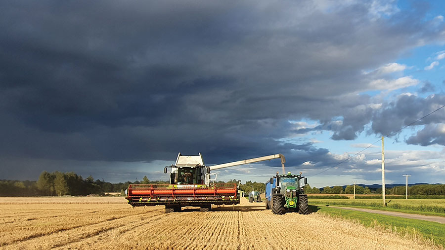 Racing to get winter barley cut in Angus © Peter Ray via Farmlife Framed gallery