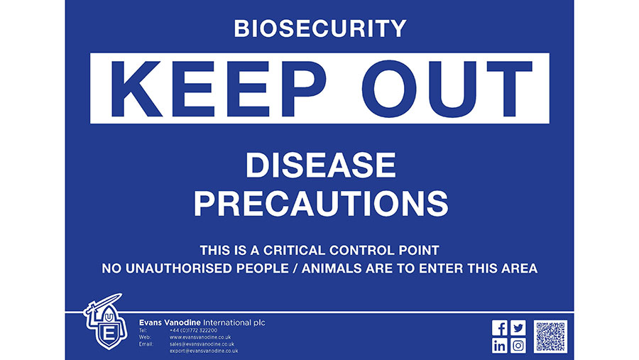Graphic of 'KEEP OUT' Biosecurity sign 