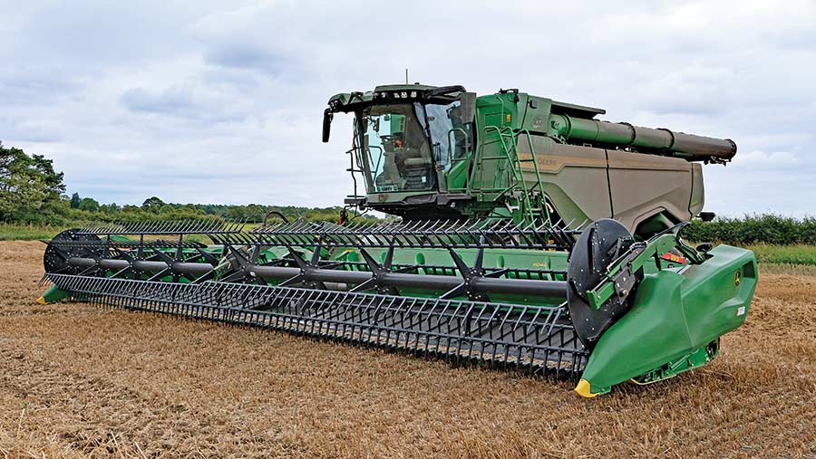 Front view of combine