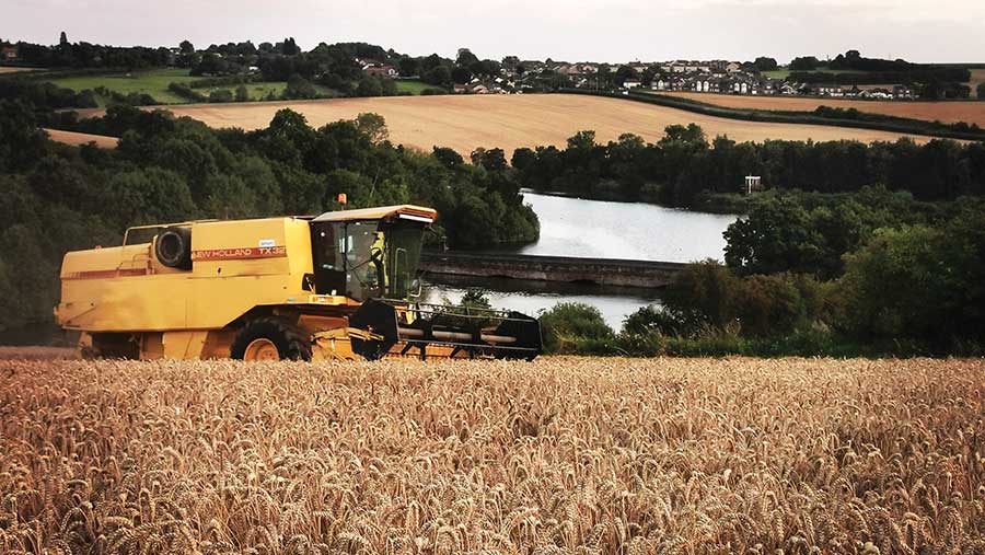 Combining winter wheat at Upper Whiston Farm near Rotherham © Natalie Hodgson