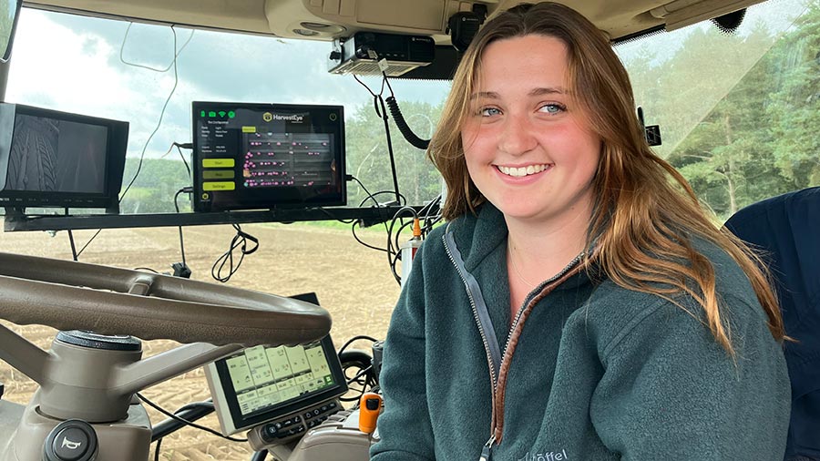 Caitilin Barnes in tractor cab