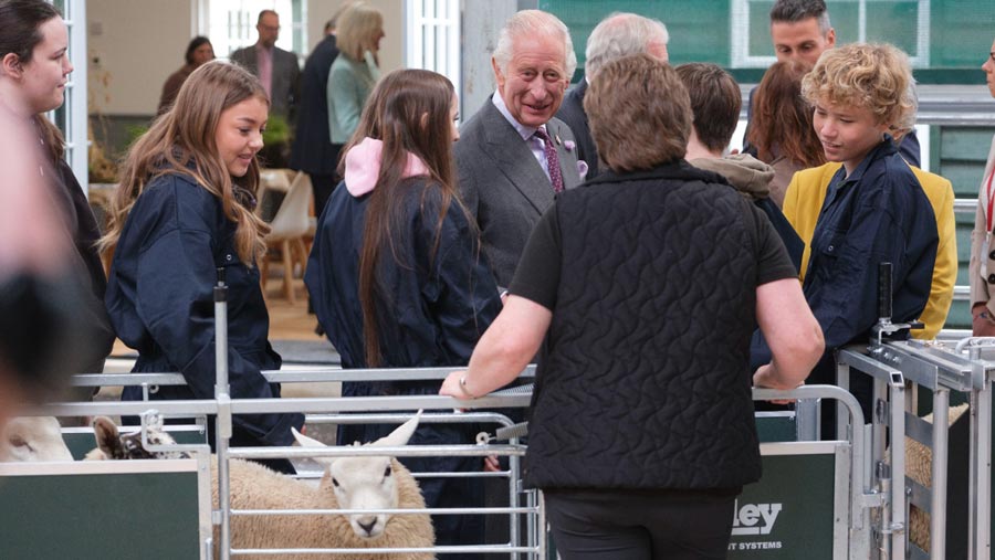 King Charles at the MacRobert Farming and Rural Skills Centre at Dumfries House in Ayrshire © Mike Wilkinson