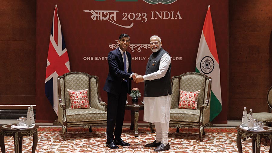 Prime minister Rishi Sunak meets his Indian counterpart Narendra Modi in New Delhi © PA Images/Alamy